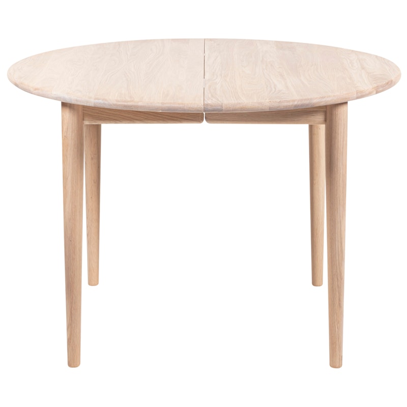 893 Ruokapöytä Pidennettävä Ø120 cm, Valkoöljytty Tammi