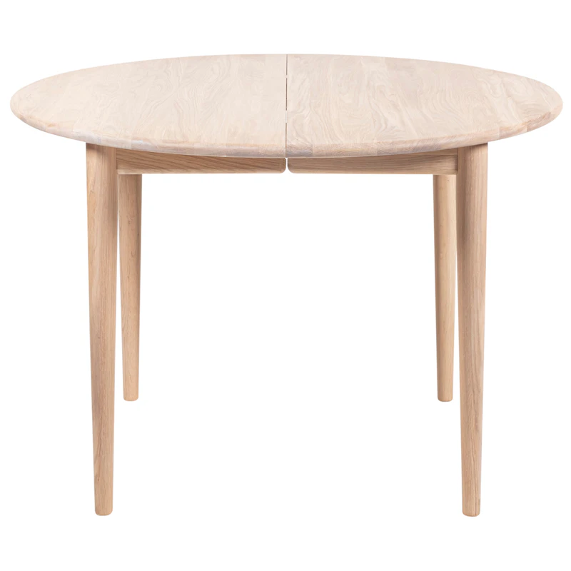 893 Ruokapöytä Pidennettävä Ø120 cm, Valkoöljytty Tammi