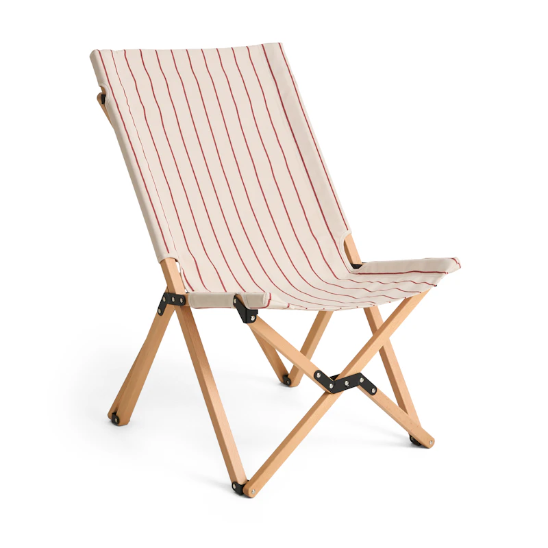Outdoor Market Folding Chair, Beige With Red Stripe
