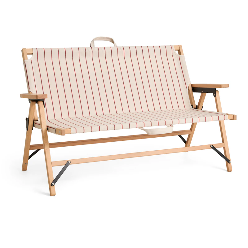 Outdoor Market Folding Sofa, Beige With Red Stripe