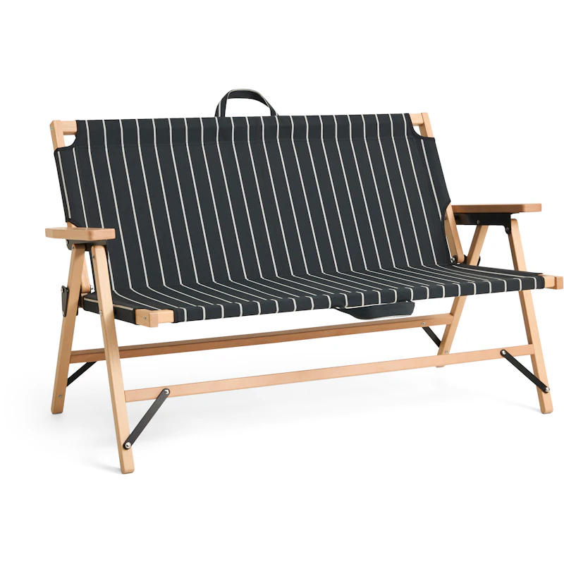 Outdoor Market Folding Sofa, Black With Beige Stripe