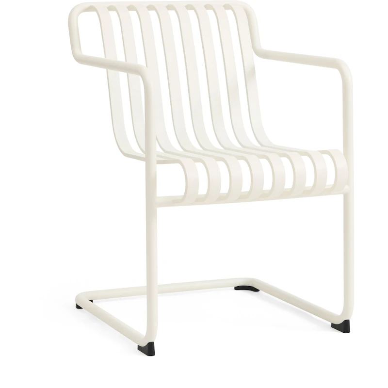 Palissade Cantilever Dining Armchair, Cream white powder coated steel
