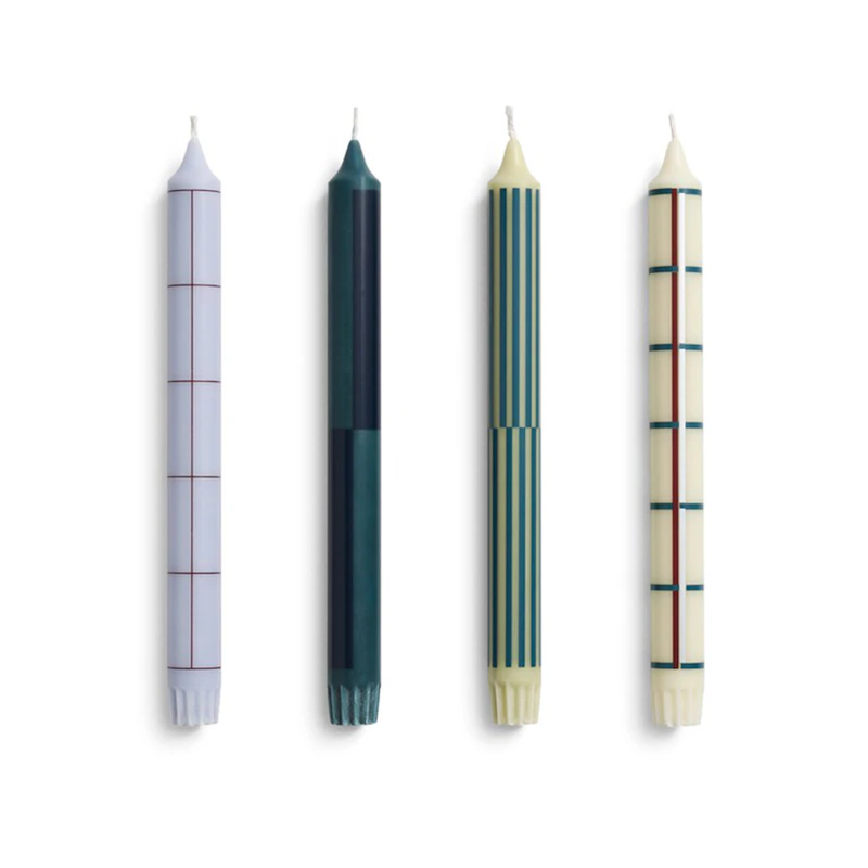 Pattern Kynttilä 4 kpl:n pakkaus, Vihreä / Hopeinen