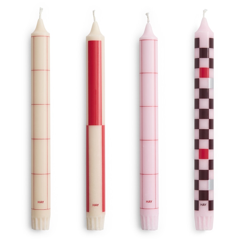 Pattern Kynttilät 4 kpl:n pakkaus, Punaiset / Bordeaux