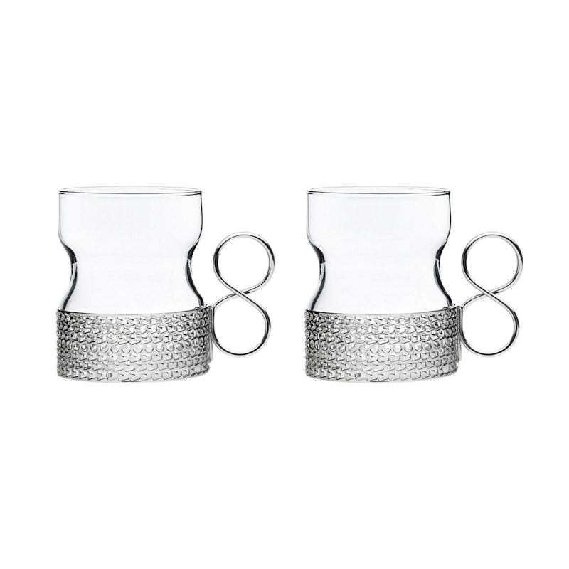 Tsaikka Juomalasi Kahvalla 23 cl 2 kpl:n pakkaus, Silver