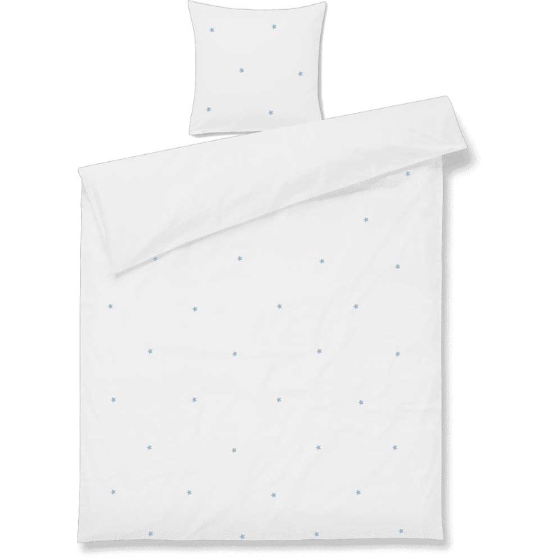 Daisy Vuodevaatteet 140x200 + 60x63 cm, Valkoiset / Vaaleansiniset