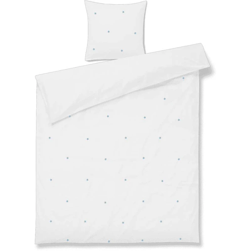 Daisy Vuodevaatteet 140x220 + 60x63 cm, Valkoiset / Vaaleansiniset