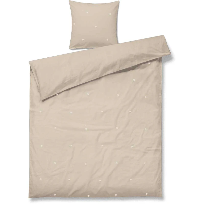 Daisy Vuodevaatteet 140x200 + 60x63 cm, Hiekanväriset / Valkoiset