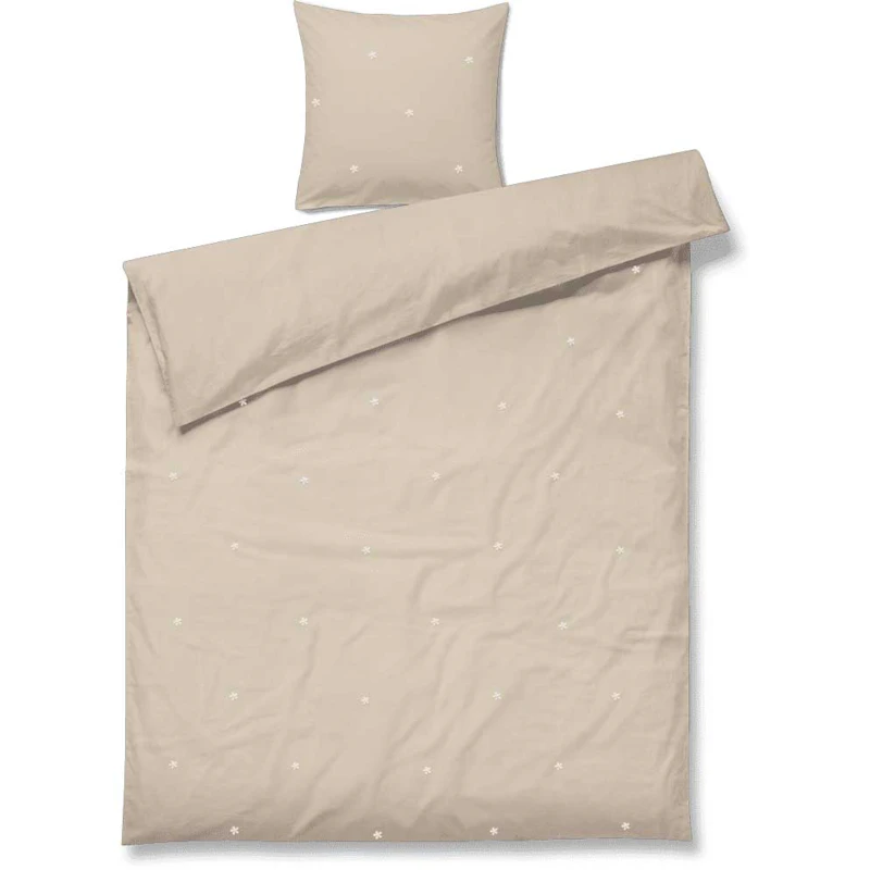 Daisy Vuodevaatteet 140x220 + 60x63 cm, Hiekanväriset / Valkoiset