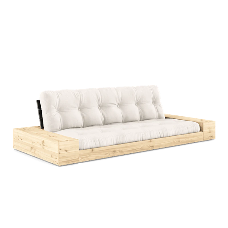 Base Sovesofa Med Sideboks og 5-lags Madrass Svart Natt/Natur