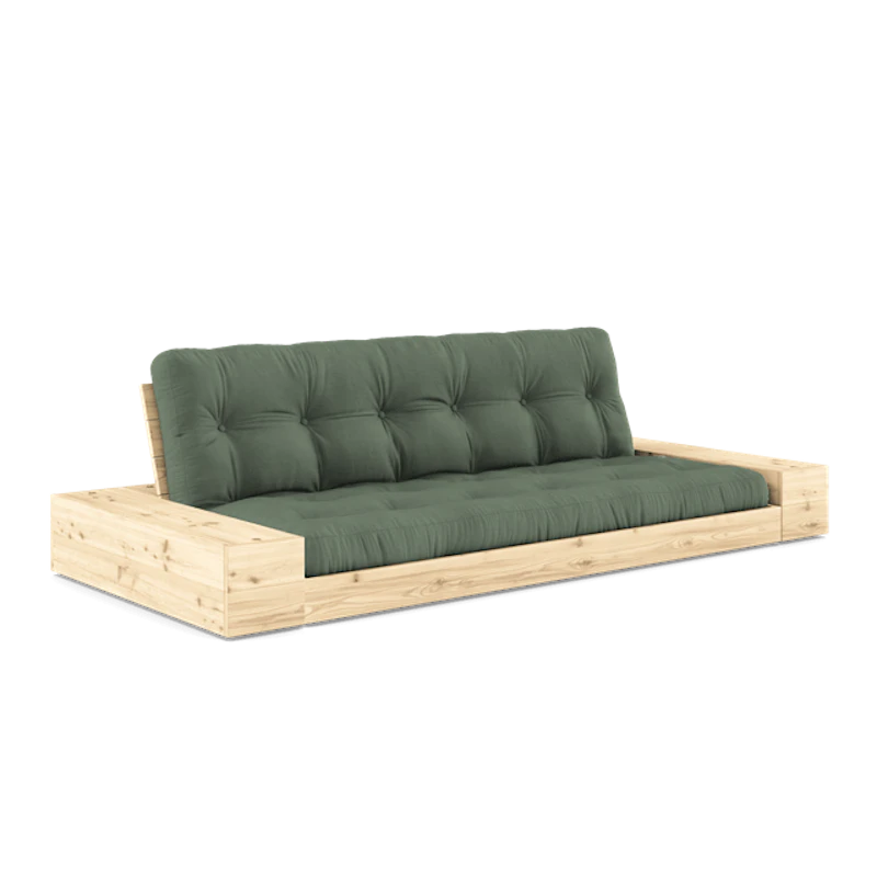 Base Sovesofa Med Sideboks og 5-lags Madrass Klar/Olivengrønn