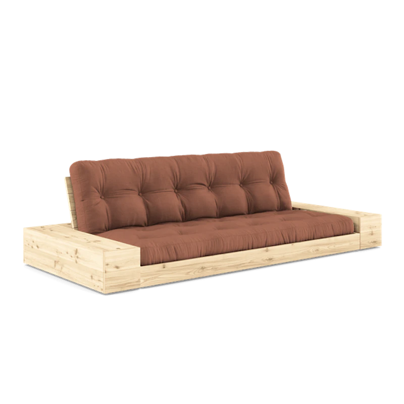 Base Sovesofa Med Sideboks og 5-lags Madrass Klar/Leirbrun