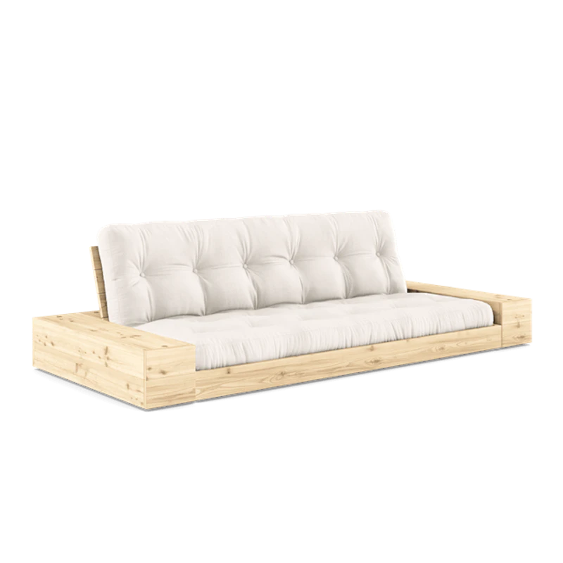 Base Sovesofa Med Sideboks og 5-lags Madrass Klar/Naturfarget