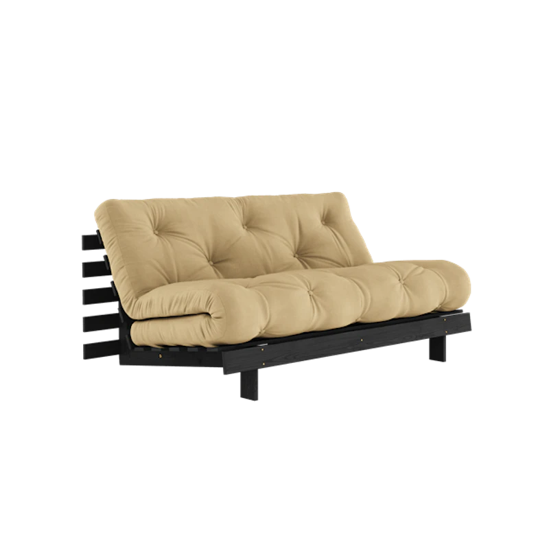 Roots Sovesofa Med Roots Madrass 160x200 Beige/Svart Lakkert