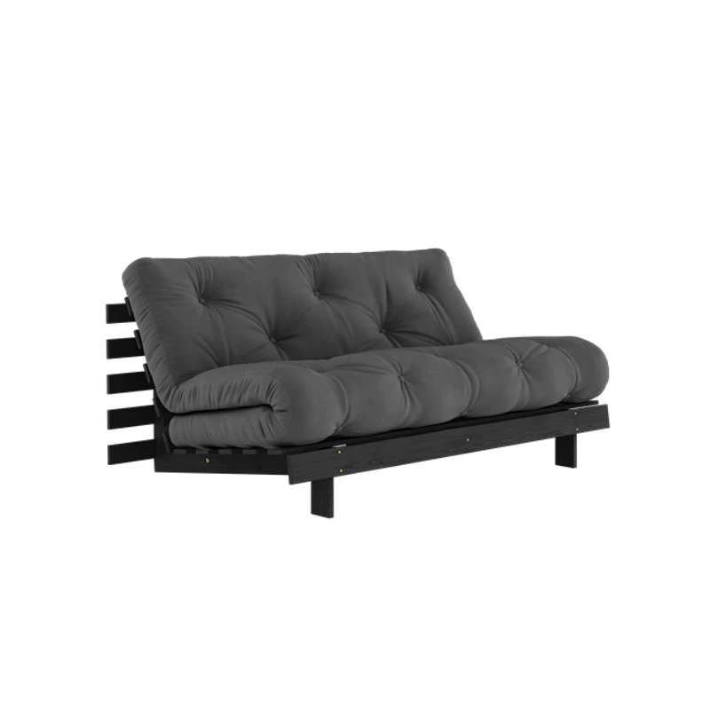Roots Sovesofa Med Roots Madrass 160x200 Mørkgrå/Svart Lakkert
