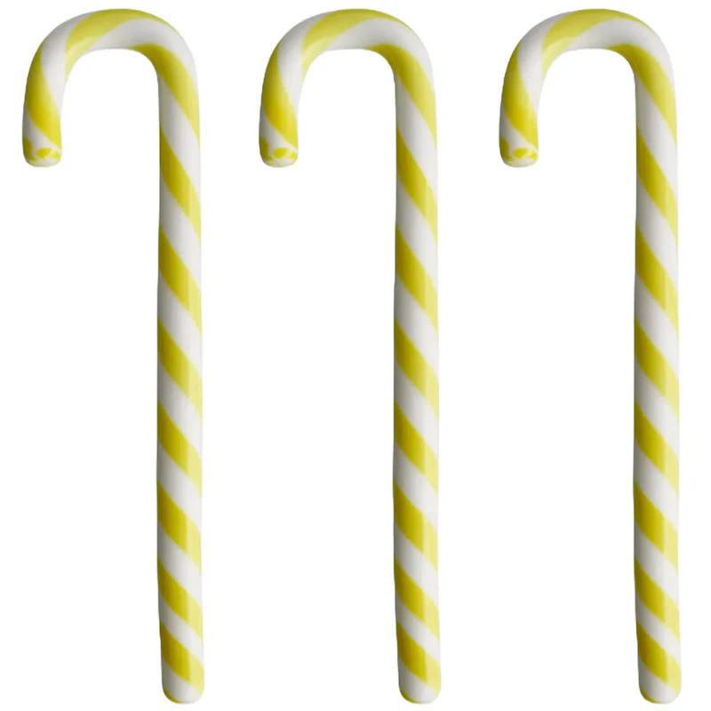 Polka Stick Joulukoriste 17 cm 3 kpl:n pakkaus, Valkoinen/Keltainen