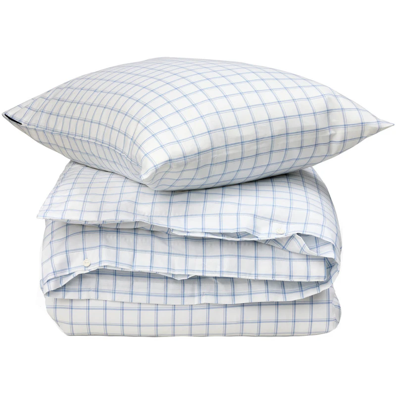 Check Lyocell Oxford Vuodesetti 150x210 + 50x60 cm, Valkoinen/Sininen