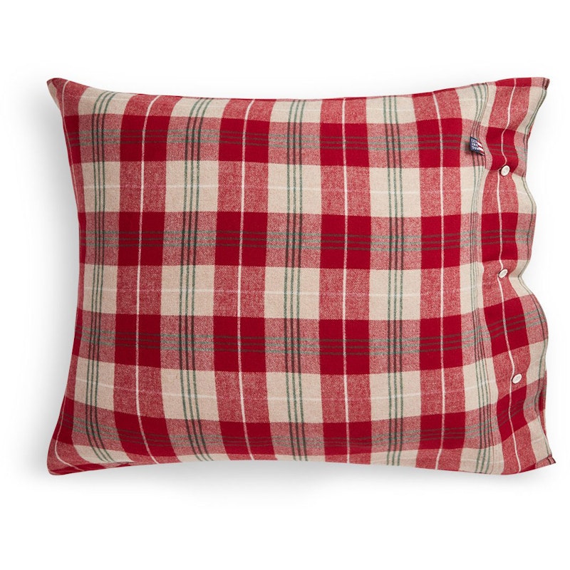 Checked Cotton Flannel Pillowcase Tyynynpäällinen Valkoinen / Vihreä / Beige / Punainen, 50x60 cm