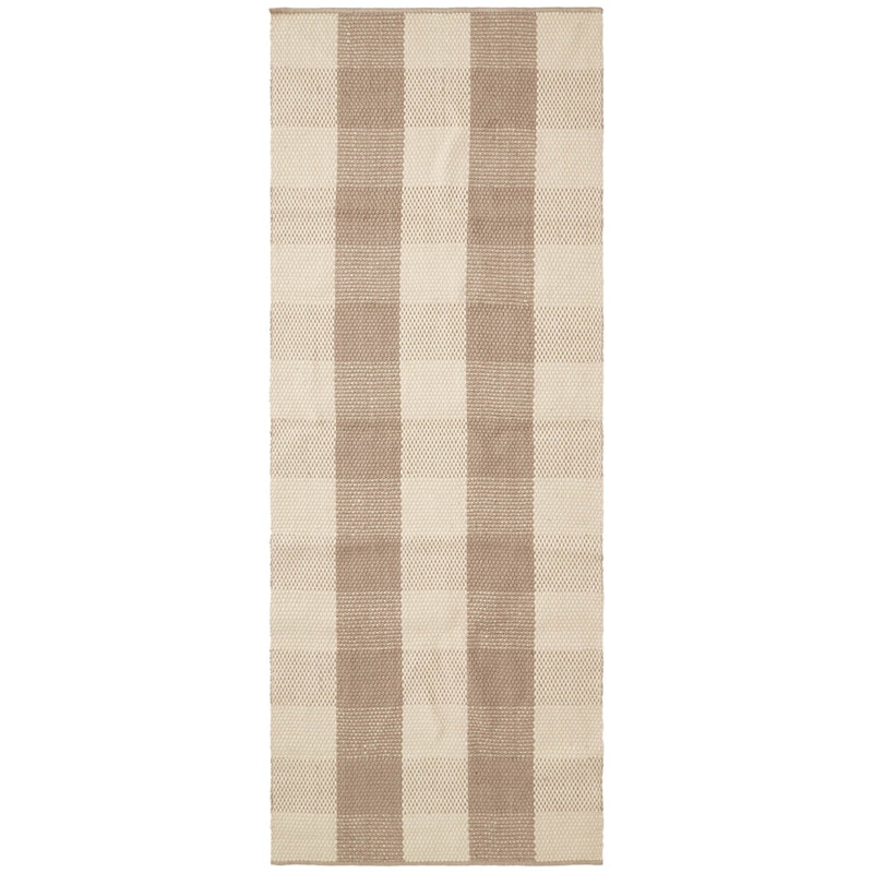 Checked Jute Matto 80x220 cm, Beige/Luonnonvärinen