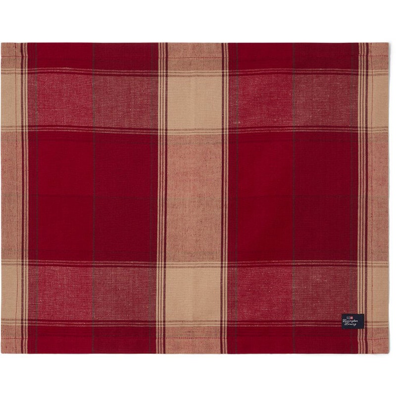 Checked Linen/Cotton Tabletti 40x50 cm, Beige / Punainen