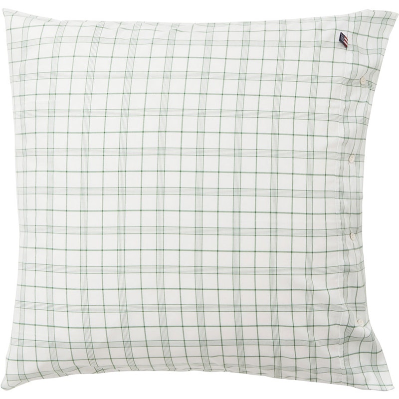 Checked Lyocell/Cotton Tyynynpäällinen 65x65 cm, Valkoinen/Vihreä