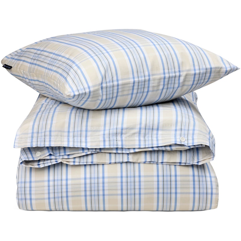 Checked Poplin Vuodesetti 220x220 + 50x60x2 cm, Beige/Sininen
