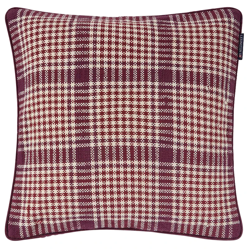 Checked Tyynynpäällinen 50x50 cm, Viikuna / Burgundinpunainen / Vaalean Beige