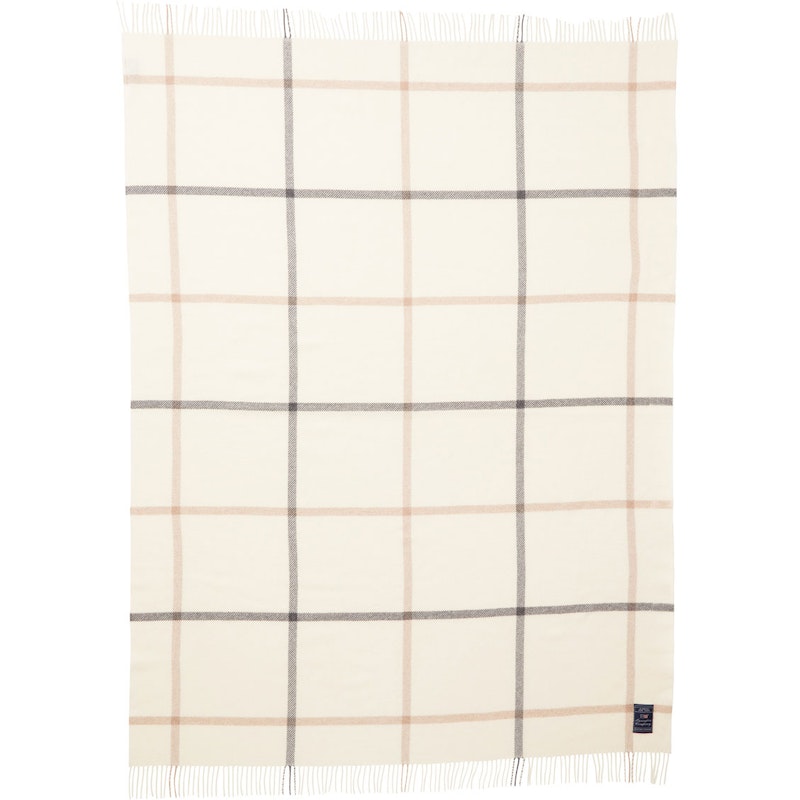 Checked Recycled Wool Huopa 130x170 cm, Luonnonvalkoinen / Harmaa / Beige