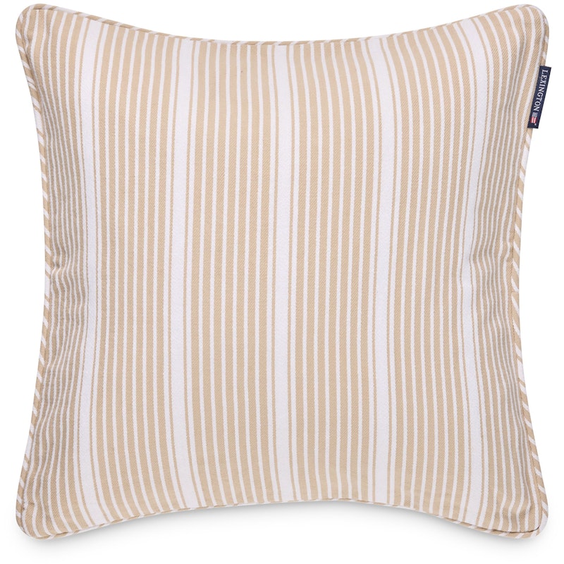 Classic Striped Organic Cotton Twill Tyynynpäällinen 50x50 cm, Valkoinen / Beige
