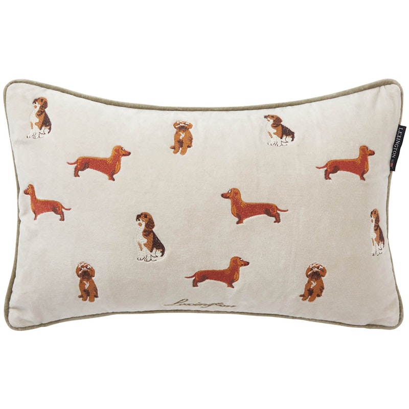 Dogs Organic Cotton Velvet Pillow Tyynynpäällinen 30x50 cm, Beige