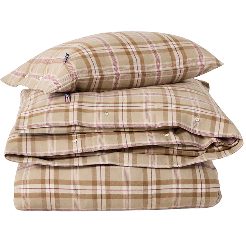 Checked Vuodevaatteet 210x150 + 50x60 cm, Fudge / Beiget / Viikuna