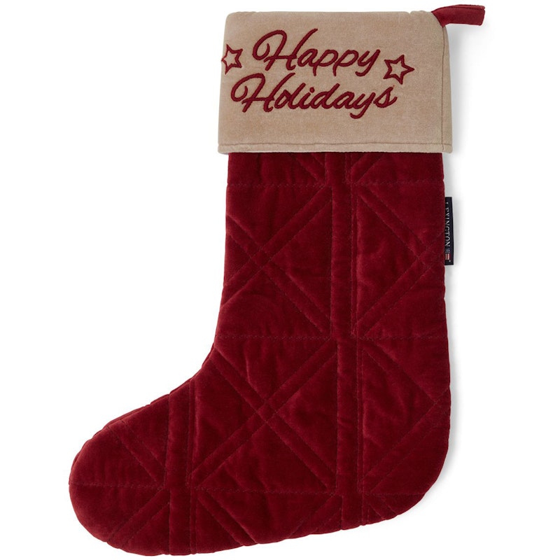 Happy Holidays Organic Cotton Velvet Joulusukka, Punainen