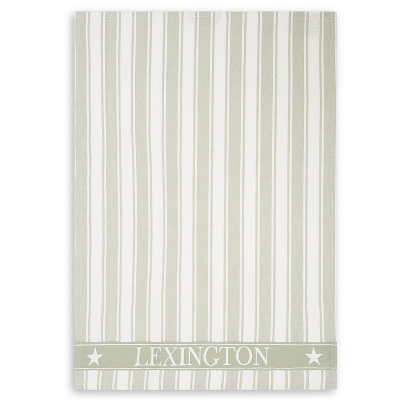 Icons Cotton Twill Waffle Striped Keittiöpyyhe, Sage Green / Valkoinen