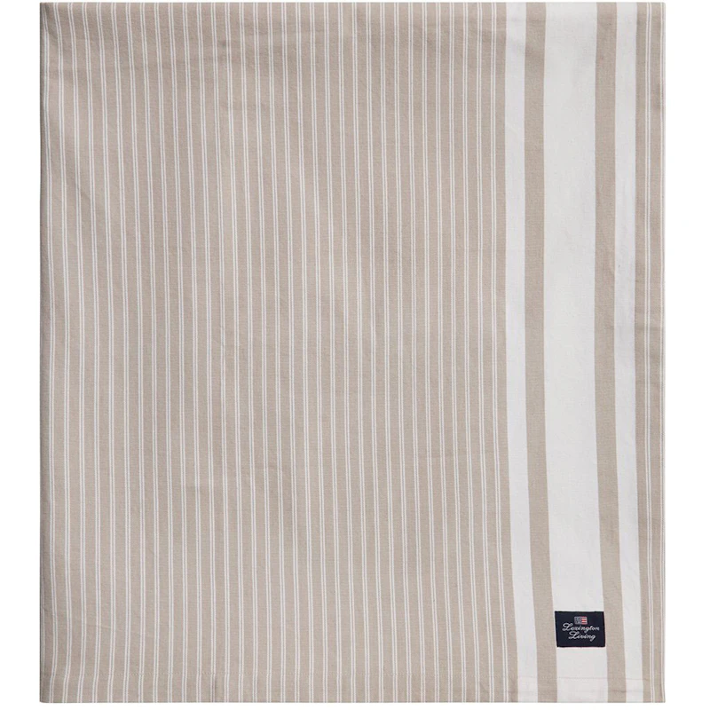Icons Striped Organic Cotton Oxford Pöytäliina 150x350 cm, Beige / Valkoinen