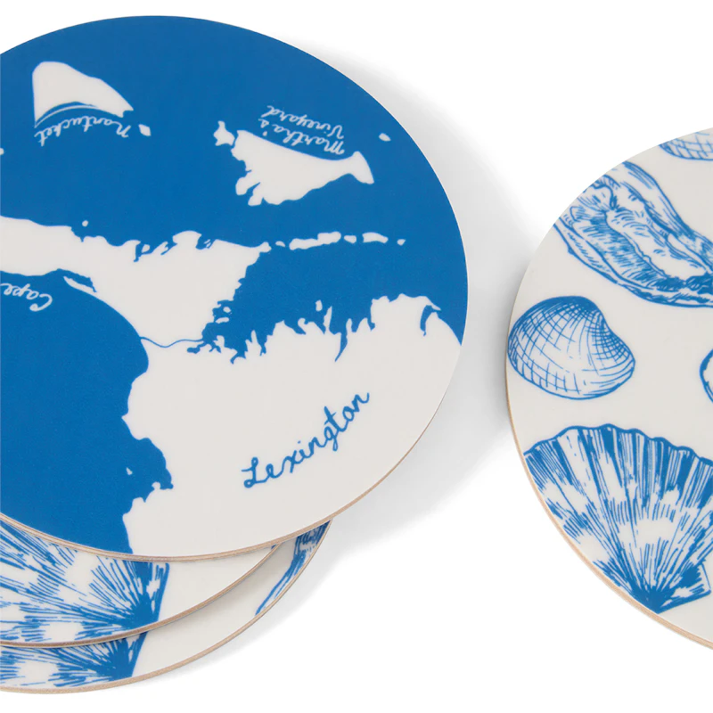 Lasinalunen 4 kpl:n pakkaus, Valkoinen / Sininen