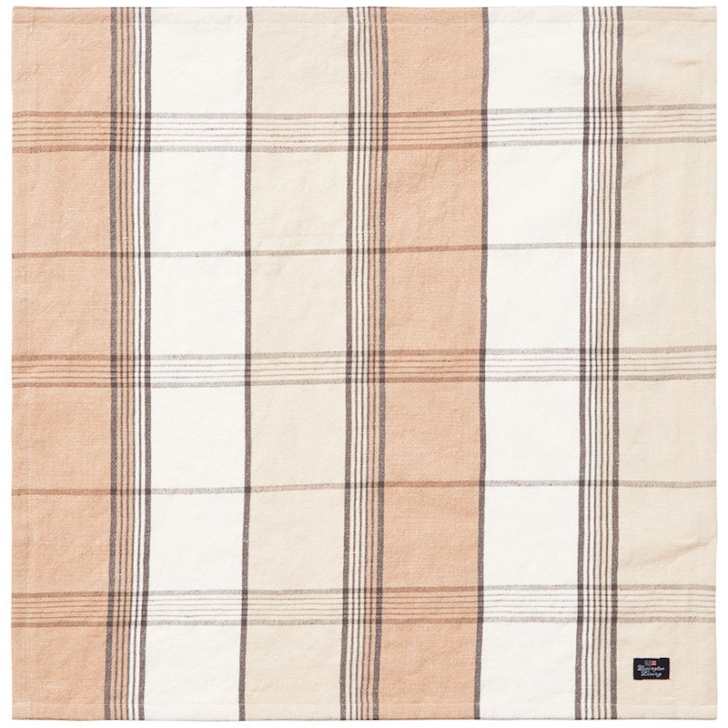 Linen/Cotton Checked Kangaslautasliina 50x50 cm, Valkoinen/Beige