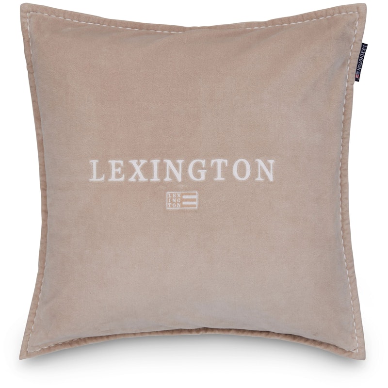 Logo Organic Cotton Velvet Tyynynpäällinen 50x50 cm, Valkoinen / Beige