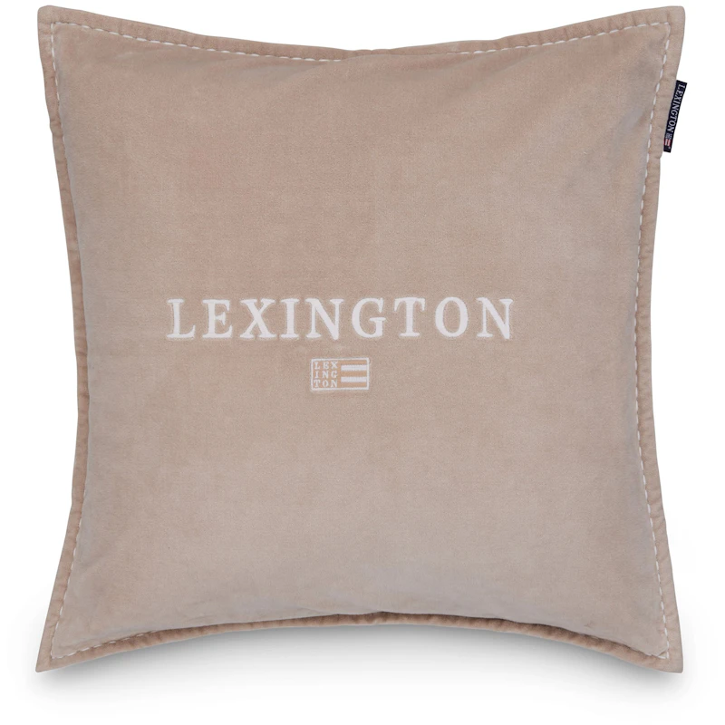 Logo Organic Cotton Velvet Tyynynpäällinen 50x50 cm, Valkoinen / Beige