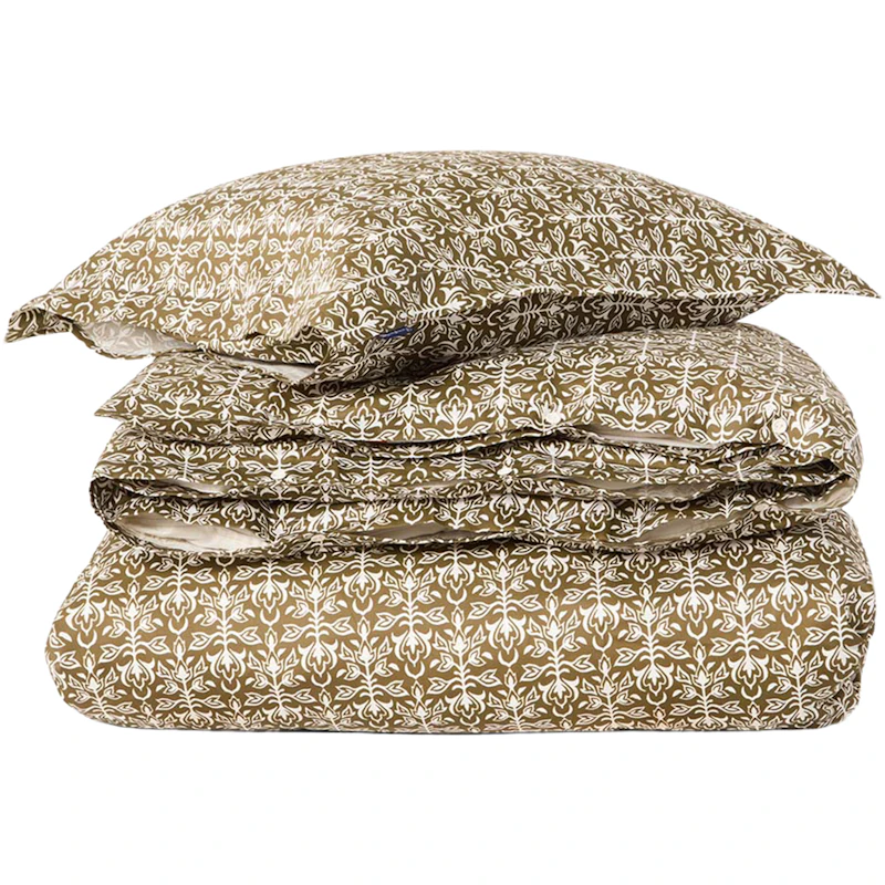 Ornament Vuodevaatteet 220x220 + 50x60x2 cm, Olive / Valkoiset
