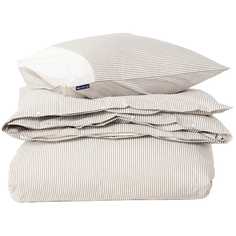Striped Vuodevaatteet 220x220 + 50x60x2 cm, Olive / Valkoiset