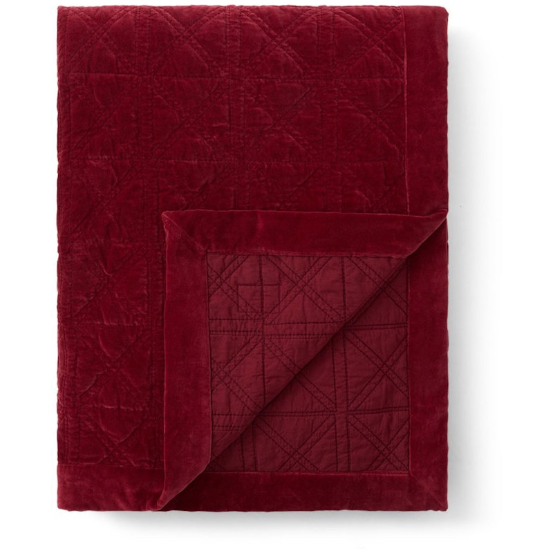 Quilted Organic Cotton Velvet Päiväpeite 160x240 cm, Punainen
