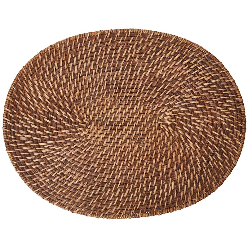 Rattan Oval Tabletti 35x45 cm, Ruskea