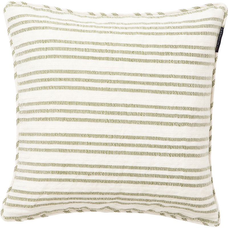 Stripe Structured Linen/Cotton Tyynynpäällinen 50x50 cm, Valkoinen/Vihreä