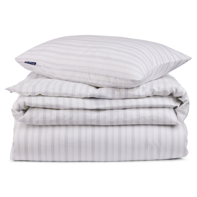 Striped Lyocell/Cotton Bedding Set 220x220 cm, White/Misty Blue