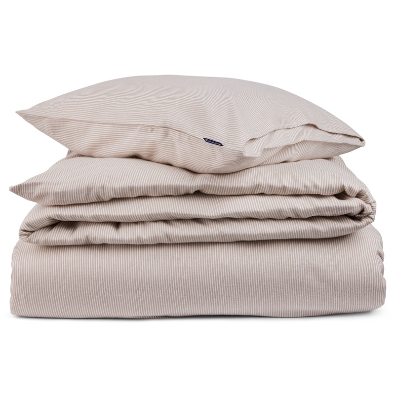 Striped Lyocell/Flannel Vuodesetti 220x220 + 50x60x2, Beige