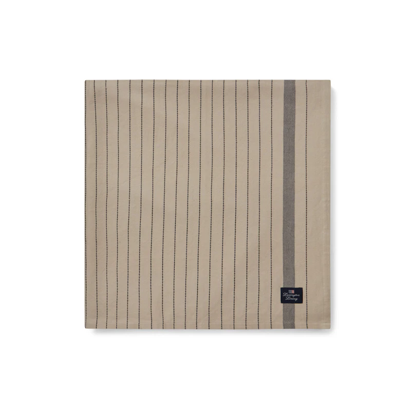Striped Organic Cotton Pöytäliina Beige/Tummanharmaa, 150x250 cm