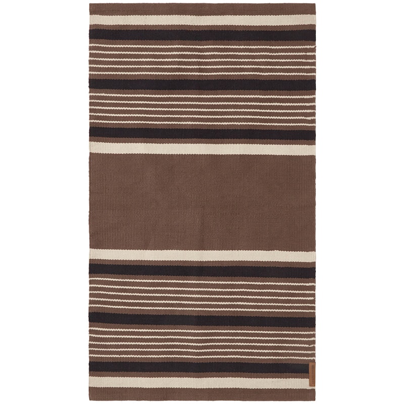 Striped Organic Cotton Matto 70x130 cm, Beige/Tummanharmaa