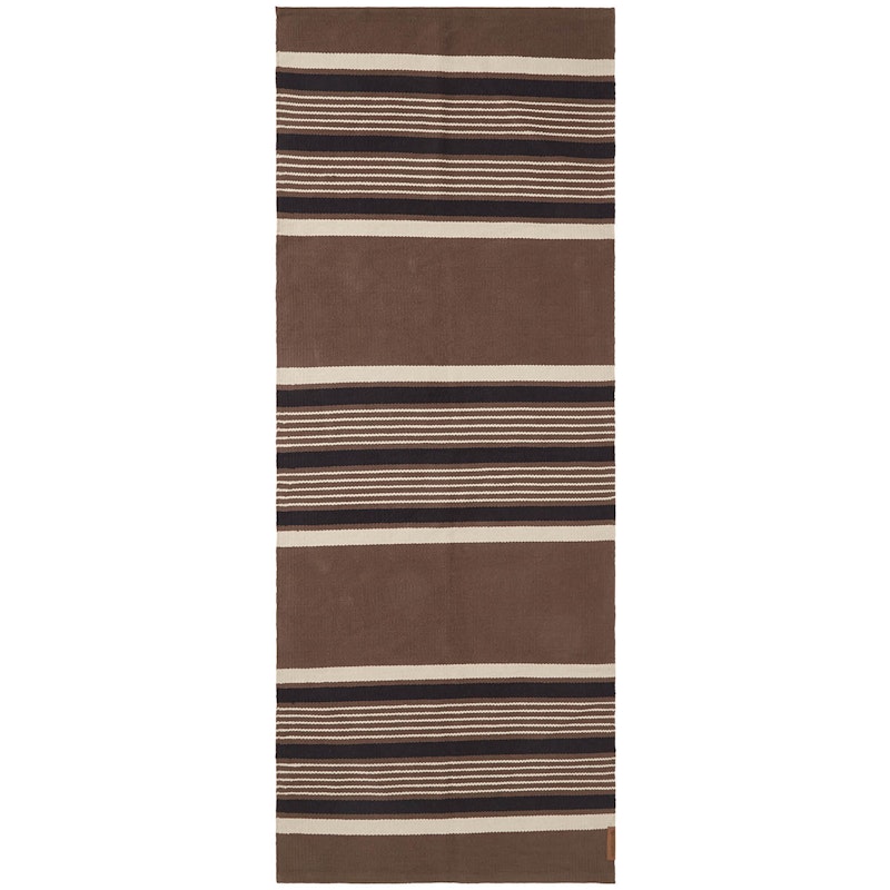 Striped Organic Cotton Matto 80x220 cm, Beige/Tummanharmaa