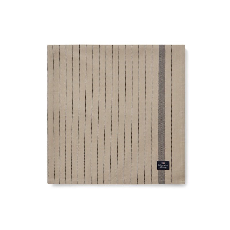 Striped Organic Cotton Pöytäliina Beige/Tummanharmaa, 150x350 cm