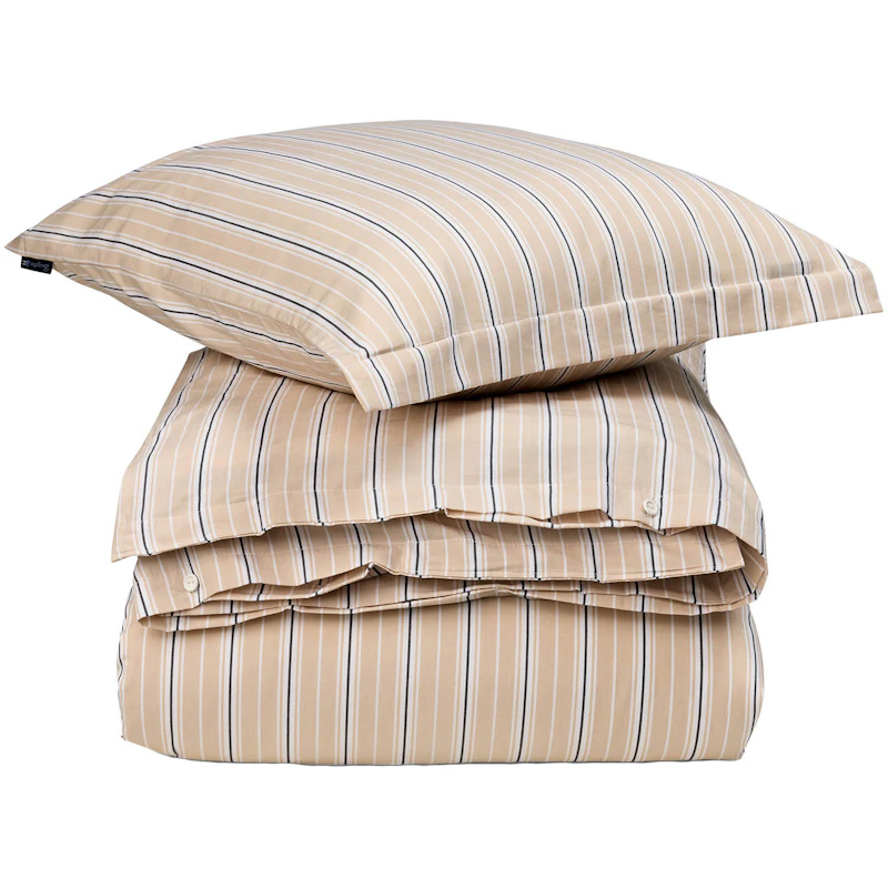 Striped Poplin Vuodesetti 150x210 + 50x60 cm, Beige